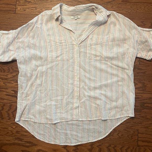 Madewell Embroidered Striped Button Down - Picture 1 of 5